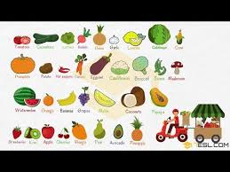 Fruits And Vegetables List Names Pictures 7 E S L