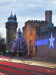 Cardiff Castle With Christmas Lights And Traffic Light Trails Cardiff South Wales Wales United Photographic Print Billy Stock Allposters Com Light Trails Castle South Wales