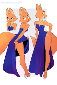 159071 - safe, artist:boondrawsnsfw, diane foxington (the bad guys),  canine, fox, mammal, anthro, dreamworks animation, the bad guys, 2022,  biting, breasts, cleavage, clothes, female, high heels, jewelry, lip  biting, looking back, necklace,