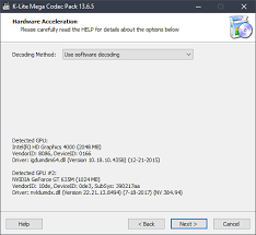 Jan 26, 2021 · before setup is over, windows 10 codec pack detects and reveals the specifications of your cpu and gpu, giving you the possibility to select the preferred video acceleration type. Xrisiaygisalaminos Klite Mega Pack For Windows 10 K Lite Mega Codec Pack Free Download For Windows 10 7 8 8 1 64 Bit 32 Bit Qp Download Codecs And Directshow