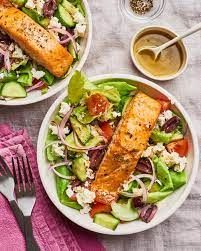 Recipe Easy Healthy Greek Salmon Salad Recipe Salmon Salad Recipes Salmon Salad Pescatarian Recipes