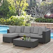 Sojourn 5pc Outdoor Patio Sectional Set With Sunbrella Fabric Gray Modway Modern Patio Furniture Patio Sectional Outdoor Furniture Nz