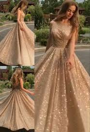 A Line Crew Open Back Long Champagne Prom Dress Sleeveless Sequin Evening Dress On Storenvy Champagne Prom Dress Prom Dresses Sleeveless Prom Dresses