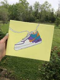 Nike swoosh wall decal sticker art sports gym room colors black red blue pink white. Nike Air Force 1 Canvas Painting Small Canvas Art Small Canvas Canvas Painting