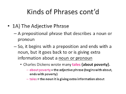Answers  adjective and adverb phrases' review sentences 1, 4, 5, 8, 9, 11, 13, 16, 17, and 19 include adjective phrases. The Phrase Part 1 Prepositional Phrases The Adjective Adverb Phrase Ppt Download