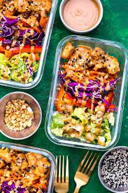Thai Chicken Meal Prep Bowls With Peanut Sauce Recipe Yummly Recipe Chicken Meal Prep Meal Prep Bowls Healthy Recipes