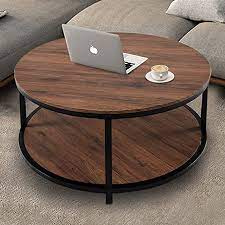 Amazon Com 36 Wood Round Coffee Table Industrial Wood Top Sturdy Metal Legs For Li Wood Coffee Table Rustic Round Wood Coffee Table Coffee Table Farmhouse