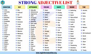 Strong Adjectives List Of 150 Extreme Adjectives For Esl