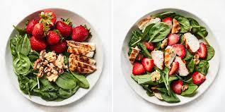 How to perfectly roast a whole chicken with aromatic lemon and garlic. Chicken Strawberry And Spinach Salad With Walnuts Openfit
