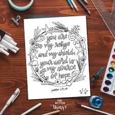 You are viewing some psalm 119 11 coloring page sketch templates click on a template to sketch over it and color it in and share with your family and friends. Bible Verse Coloring Page Psalm 119 114 Printable Coloring Etsy
