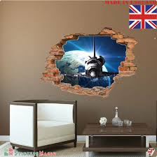 March 4, 2021 kids room 0. 3d Space Hole In The Wall Stickers Boys Kids Bedroom Planet Galaxy Smashed Decal Ebay