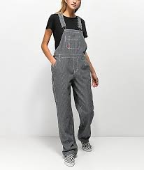 Black And White Striped Overalls Shorts Outfits 11 Dickies Overalls And Santa Cruz Tee And Sparkle Old Skools Zumiez Zumiez Outfits Overall Shorts Outfit Overalls