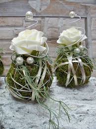 Tischgestecke 3er Set Kugeln Mit Rose Silber Tischgestecke Blumengestecke Tischarrangements