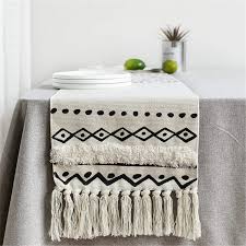This is actually a current trend in high street shops where they are selling (mass produced and. Newisher Black And White Bohemian Cotton Handmade Woven Tufted Geometric Pattern Short Table Runner Tassels For Living Room Kitchen Party Wedding Decoration 59 Inch Industrial Scientific Food Service Equipment Supplies