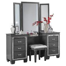 Vanity chairs also have similar heights but offer back support. 1916gy 15 Vanity Dresser With Mirror