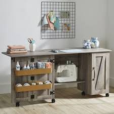 Better Homes Gardens Modern Farmhouse Wood Sewing Table Rustic Gray Walmart Com In 2020 Sewing Table Sewing Craft Table Better Homes Gardens