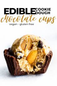 Vegan Edible Cookie Dough Chocolate Cups Cotter Crunch In 2020 Healthy Chocolate Snacks Vegan Candies Dessert Recipes Easy