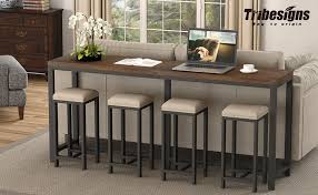For entry console tables and buffet consoles, aim for around 33 inches (84cm). Amazon Com Tribesigns 70 9 Inch Extra Long Solid Wood Console Table Behind Sofa Couch Narrow Entryway Table Skinny Hallway Table For Living Room Small Space Kitchen Dining