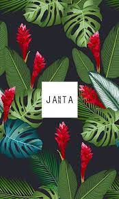 Seamless Pattern Tropical Leaves With Ginger Flower On Black Background Vector Ginger Flower Tropical Leaves Seamless Patterns