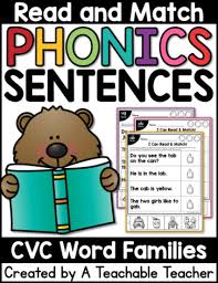 Creating sentences with image and word flash cards is a great way to get kids to review learned teaching kids cvc words sets the stage for future reading comprehension and language acquisition. Read And Match Phonics Sentences Cvc Word Families A Teachable Teacher