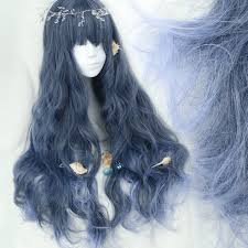 Black And Blue Wig Mermaid Dark Navy Blue Cosplay Wig Sd00487 Blue Wig Cosplay Wigs Wigs