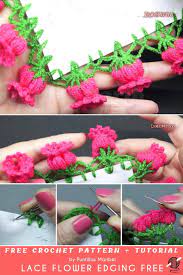 Lace Flower Edging Free Crochet Pattern Tutorial Crochet Edging Patterns Crochet Lace Edging Crochet Flowers