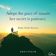 Daily Calm Quotes Adopt The Pace Of Nature Her Secret Is Patience Ralph Waldo Emerson Nature Quotes Calm Quotes Calm App