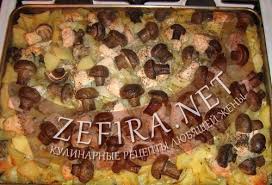 картошка с грибами и курицей в духовке с майонезом Kartoshka S Kuricej I Gribami Pod Domashnim Majonezom Kulinarnye Recepty Lyubyashej Zheny