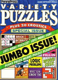 Solve up, down, backward and forward. Penny Press Variety Puzzles Plus 20 Crostics Special Issue Lots More Puzzles Lots More Fun Jumbo Issue Code Words Brick By Brick Cryptofamilies Frameworks Fillin Crostics Logic Problems Word Seek Crytograms Sylacrostic