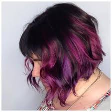 Purple Highlights On Wavy Bob Purple Ombre Hair Pink Ombre Hair Short Ombre Hair