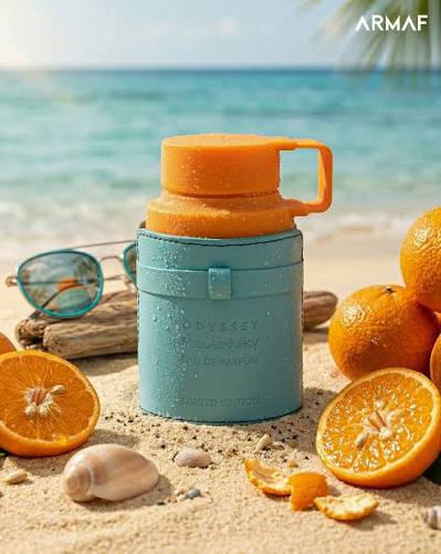 By the shore, elevated. 🏖️✨ Fresh, radiant, effortlessly refined. Armaf  Odyssey Mandarin Sky Eau de Parfum #armafperfume #odysseymandarinsky  #summerescape #fragranceaesthetic #signaturepresence