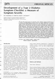 Signs and symptoms develop slowly over years. Pdf Development Of A Type 2 Diabetes Symptom Checklist A Measure Of Symptom Severity