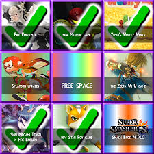Nintendo will showcase its 2015 and select 2016 software lineup this year at e3 and will kick off the video game trade show with insider access events that super smash bros. Nintendo E3 2015 Bingo By Umsauthorlava On Deviantart
