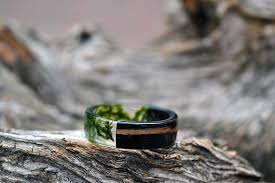 Black And Green Wedding Band Mens Ring Black Black Wooden Ring Mens Wedding Bands Wedding Etsy Mens Black Ring Rings For Men Unique Mens Rings
