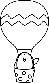 5 Balloons Clipart Black And White Black And White Penguin In A Hot Air Balloon Air Balloon Christmas Coloring Sheets Hot Air Balloon
