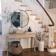 Vintage Round Mirror Hallway Table Decor Entry Table Decor Entryway Table Decor