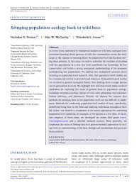 PDF) Bringing population ecology back to wild bees