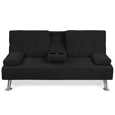How to make a sofa. Best Choice Products Modern Linen Convertible Futon Sofa Bed W Removable Armrests Metal Legs 2 Cupholders Black Target