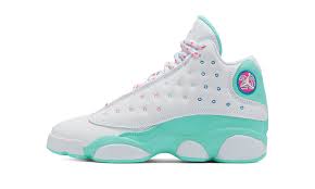 Air Jordan 13 Gs Aurora Green 439358 100 2020 In 2020 Jordan Shoes Girls Jordan 13 Pink Jordans