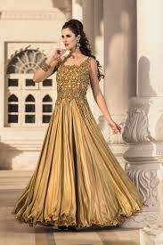 Picture Of Wedding Wear Shimmer Georgette Fabric Golden Color Gown Stylish Wedding Dresses Wedding Dresses For Girls Gowns