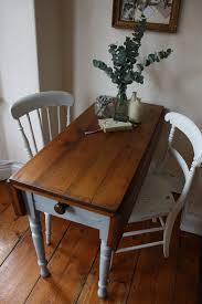 Lovely Rustic Farmhouse Pine Drop Leaf Table With Single Drawer In Cornflower Blue Drop Leaf Table Leaf Table Vintage Drop Leaf Table