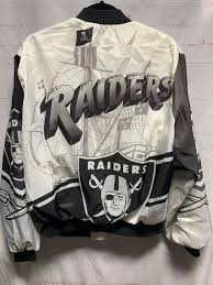 Nfl Oakland Raiders Fanimation Satin Buttonup Jacket Boardwalk Vintage