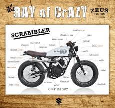 Suzuki Gd110 Scrambler The Ray Of Cracy By Zeus Cusom Custom Scrambler Scrambler Zeus