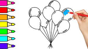 More images for how to draw birthday balloons » Birthday Balloons Coloring Drawing For Kids How To Draw Balloon For Babies Youtube