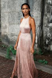 Halter Neck Floor Length Fringe Dress Pastel Pink Prom Dress Formal Dress Bare Shoulder Kleider Mode Modeideen Kleidung