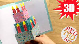 How to make a homemade birthday card. Easy Pop Up Birthday Card Diy Red Ted Art Make Crafting With Kids Easy Fun