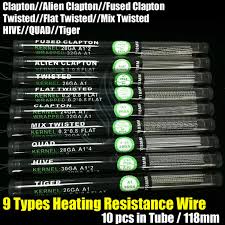Heating Resistance Wires Alien Fused Clapton Flat Mix Twisted Hive Quad Tiger 9 Types Pre Built In Tube 18mm Vapor Mods Rda Coils Loose Wire