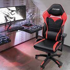 amazon com homall gaming chair racing style high back office chair seat height adjustable computer chair pu leather de leather desk sport chair computer chair