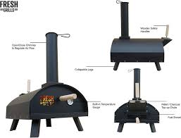 Fresh Grills Outdoor Pizza Oven Portable Wood Fired Bbq Pizza Maker With Thermometer Raincover And Acces Hornos Para Pizzas Horno Para Pizza Estufas De Lena