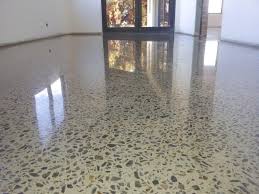 Interior Design Cream Color Polished Concrete Floor Feat Black Gravel Motive And White Wall Color Polished Finish For A Gorgeous Concrete Flooring Home Accessor